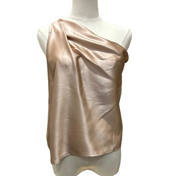 THE SEI NWT One Shoulder Cowl Neck Silk Camisole in Champagne Sz 0 - Picture 2 of 9